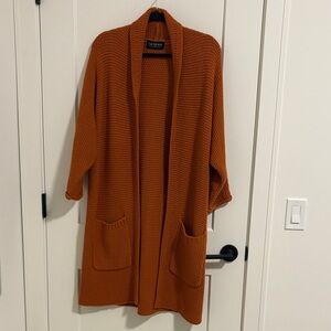 Elegant Rust Open-Front Cardigan